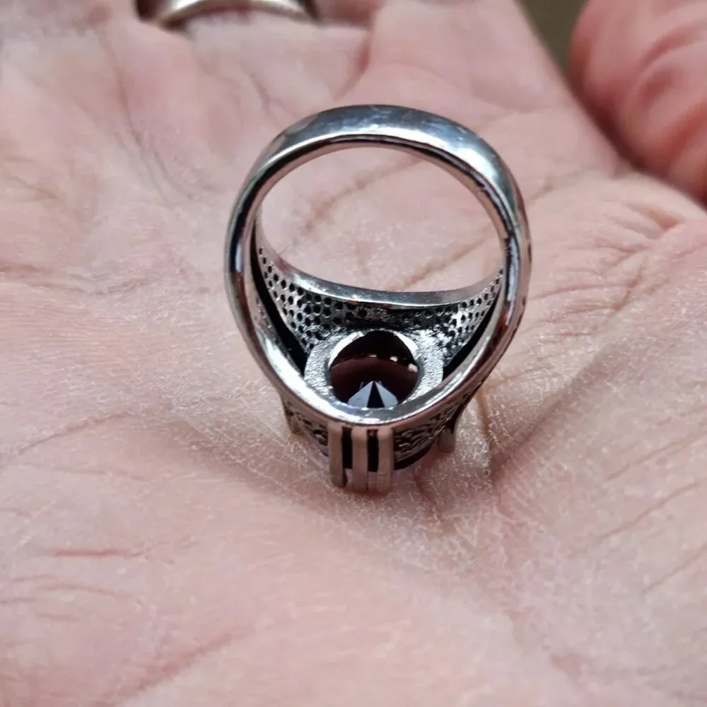 Turkish style Rings Fashion Jewelry Silver Tone W/ Faux Purple Crystal Size 7